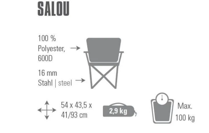 Стул кемпинговый High Peak Salou - темно-серый/голубой (44108)  