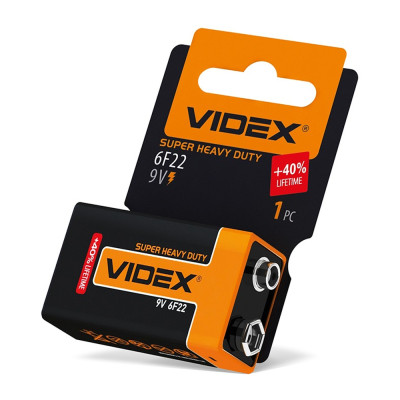 Батарейки солевые Videx 6F22/9V (Крона) 1шт упак