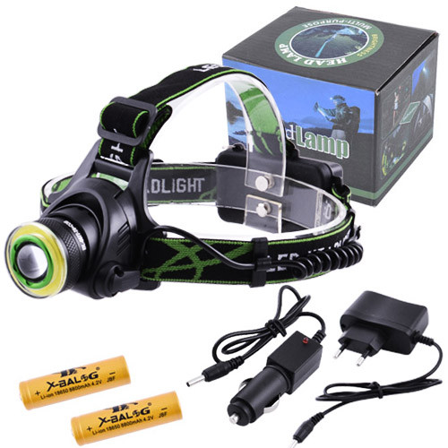 Налобный фонарь Police 6677-T6+COB, ЗУ 220V/12V, 2x18650, zoom  