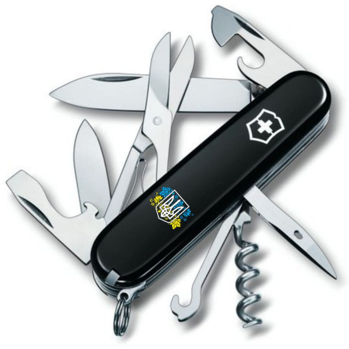 Складной нож Victorinox CLIMBER UKRAINE Герб Украины с цветочным флагом 1.3703.3_T1280u  