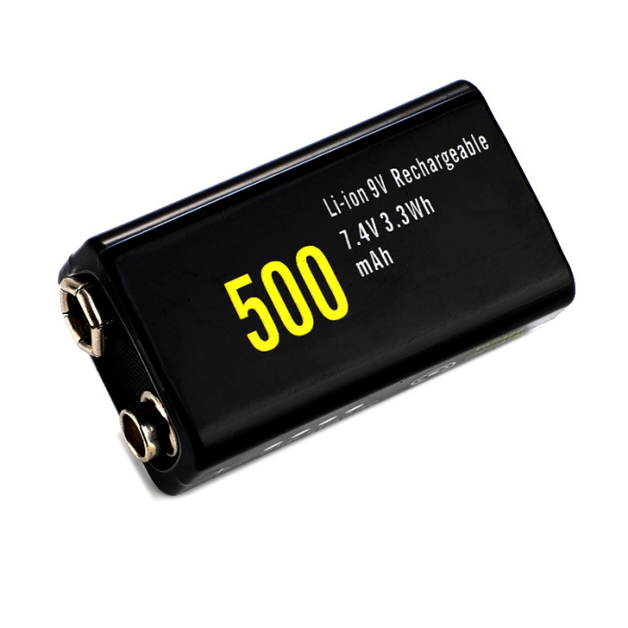 Аккумулятор Soshine USBLi-7.4V-500, 6F22 (крона), microUSB, 7.4V, 500mAh, Li-Po  