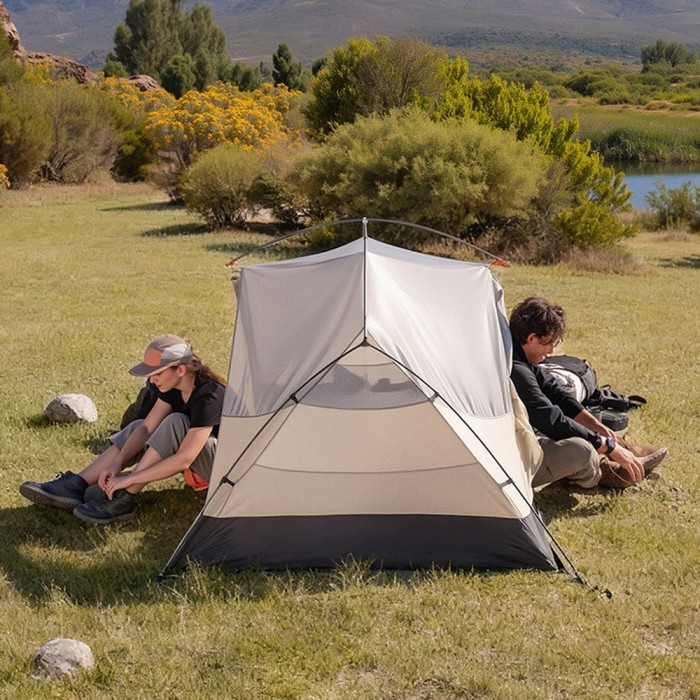 Палатка сверхлегкая двухместная с футпринтом Naturehike Mongar CNK2550WS037, 20D, серая  