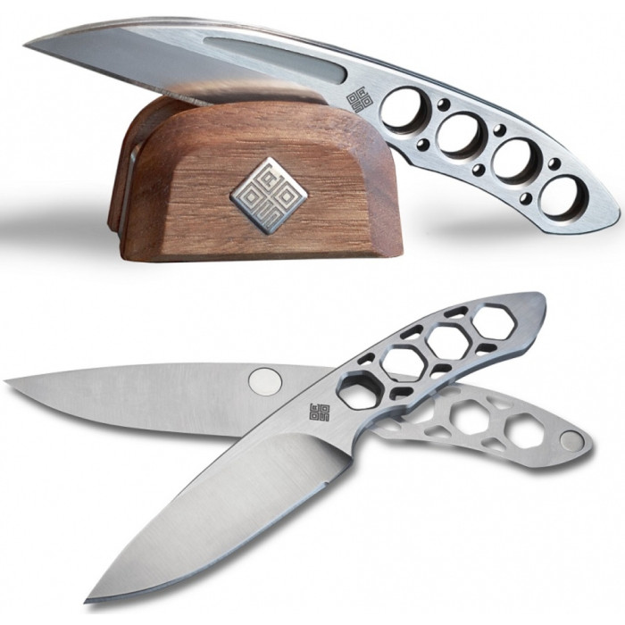 Набор двух ножей Ocaso Duo Desk Knife Spear Point с подставкой из древесины ореха  