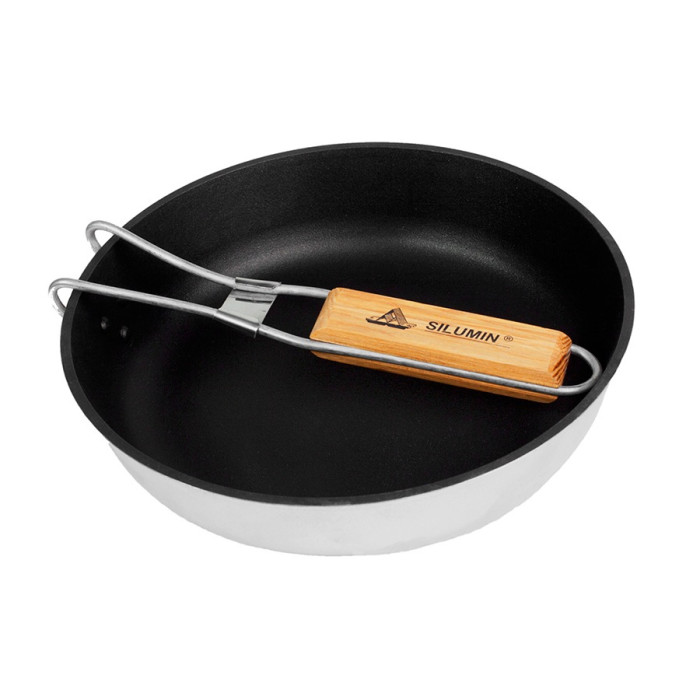 Сковорода Силумин походная с антипригарным покрытием с ручкой, БЛС26  