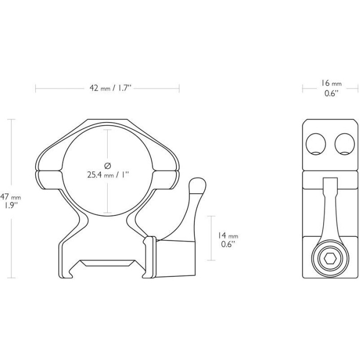 Кольца Hawke Precision Steel QD 1"(25.4) High. Сталь. Weaver  
