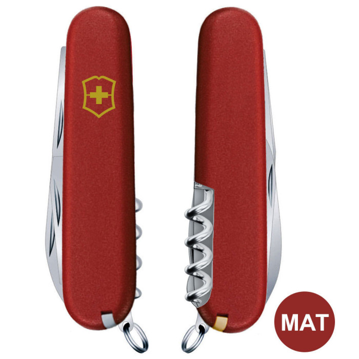 Складной нож Victorinox HUNTSMAN MAT красный матовый с желтым лого  