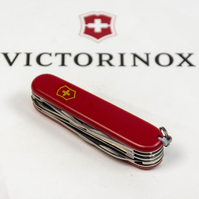 Складной нож Victorinox HUNTSMAN MAT красный матовый с желтым лого  