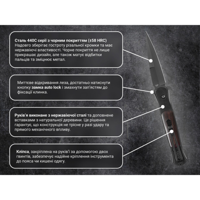 Нож складной Ganzo G707B черный (поврежденная упаковка)  