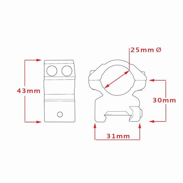 Кольца Hawke Matchmount 1"/Weaver/Med  