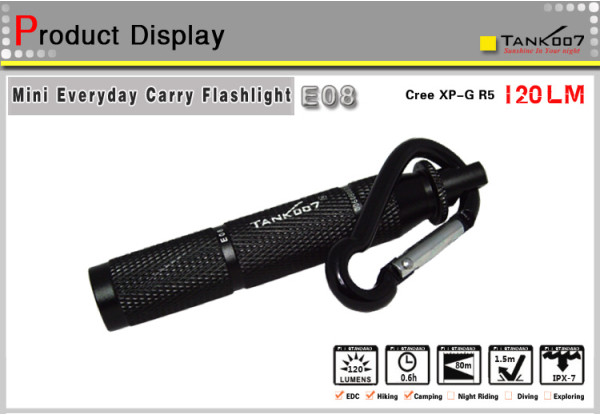 Карманный фонарь Tank007 E08, 120 лм  