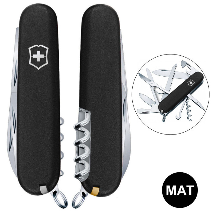 Складной нож Victorinox HUNTSMAN MAT черный матовый лак  