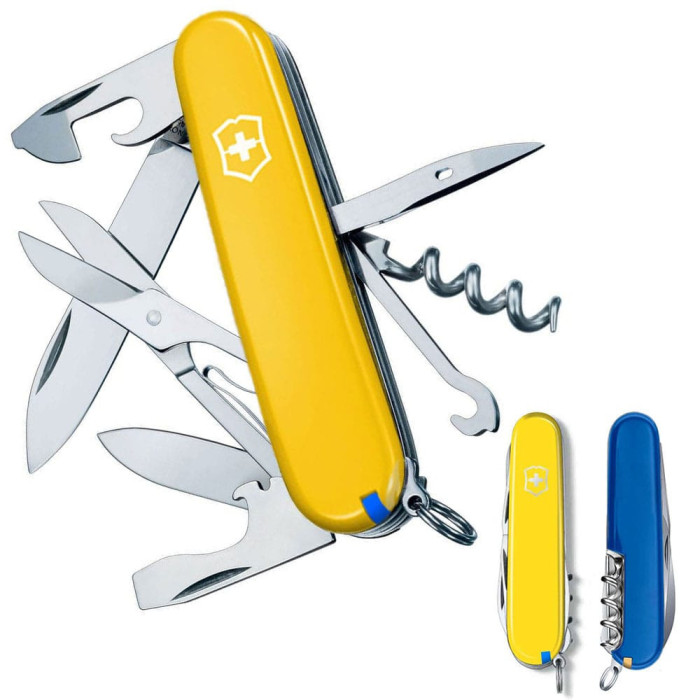 Нож Victorinox Climber Ukraine 91мм/14функ/бел /желт-син  