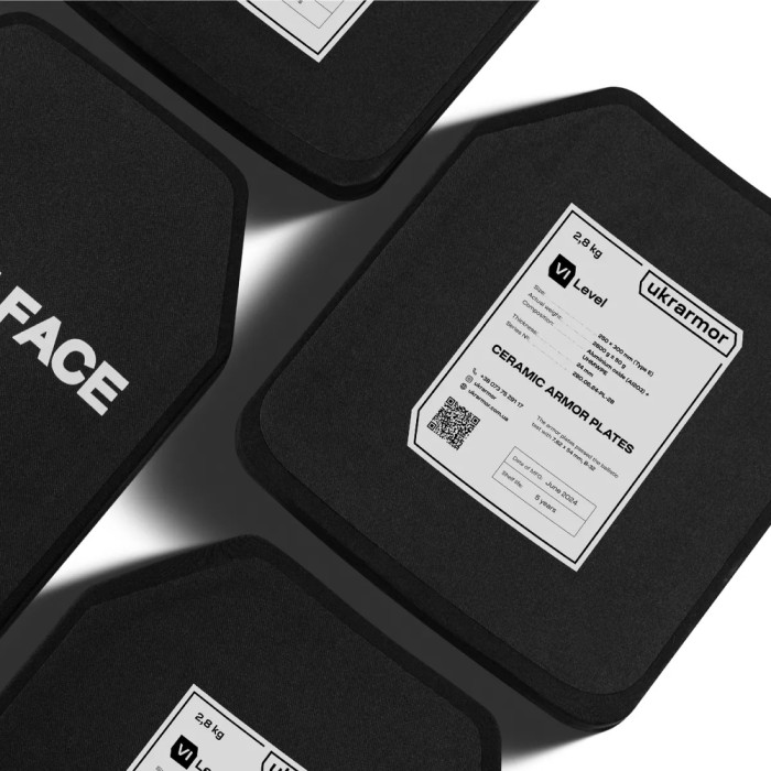 Комплект бронеплит керамических Ukrarmor 6 клас, 5,6 кг M (25х30 см.)  