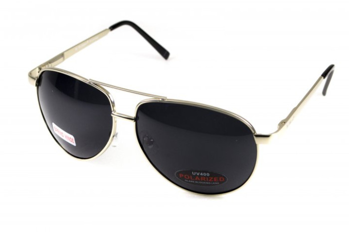 Очки поляризационные BluWater AirForce GunMetal Polarized (gray), чёрные линзы в серой металлической оправе  