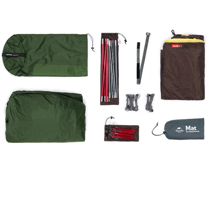 Палатка-тонель двухместная Naturehike NH20ZP006, темно-зеленая  