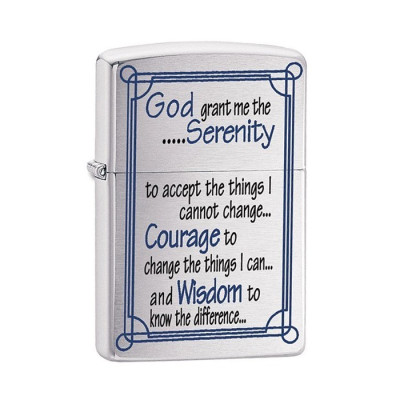Зажигалка Zippo 200, Serenity Prayer Brushed Chrome, 24355