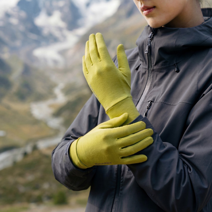 Перчатки туристические шерстяные Naturehike CYY2610FS010, L, зеленые  