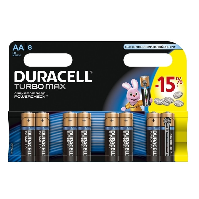Батарейка AA Duracell LR06 MN1500 KPD 08*20 Turbo 8 шт. 