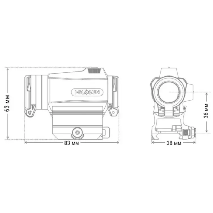 Прицел коллиматорный Holosun HE515CT-RD точка 2 MOA + круг 65 МОА  