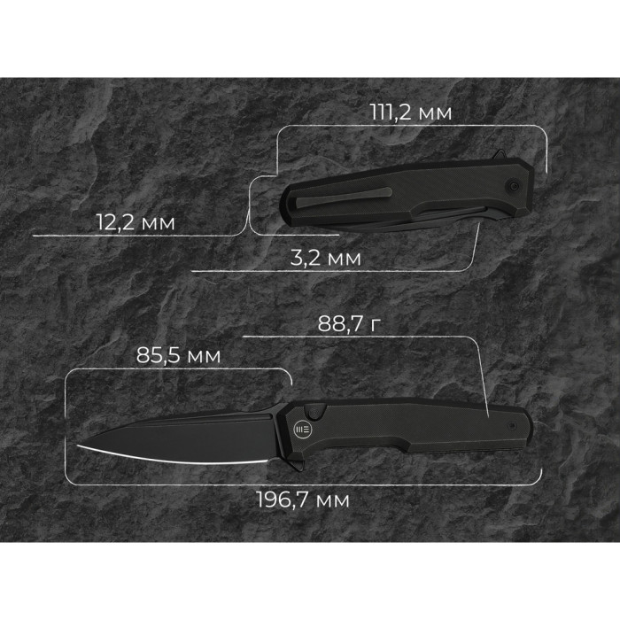 Нож складной туристический Weknife Dressytak (8.6 см) Bohler M390 / Titanium черный  