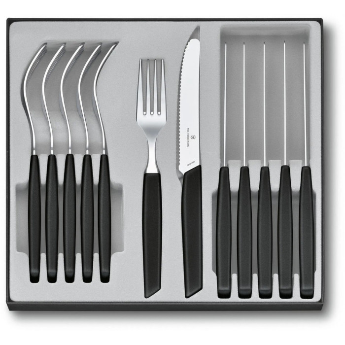 Набор кухонный Victorinox Swiss Modern Table Set (6 ножей tomato, 6 вилок), Черный  
