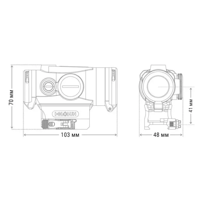 Прицел коллиматорный Holosun HE530G-RD точка 2 MOA + круг 65 МОА  