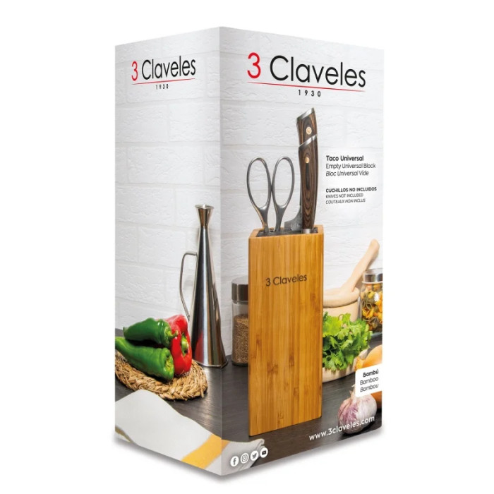 Настольный универсальный блок для ножей бамбук, 1747 3claveles, Испания.  