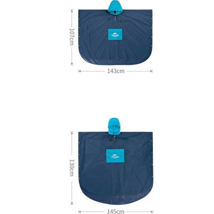 Плащ-дождевик двухцветный Naturehike NH19Y036-Y, размер L, синий-голубой  
