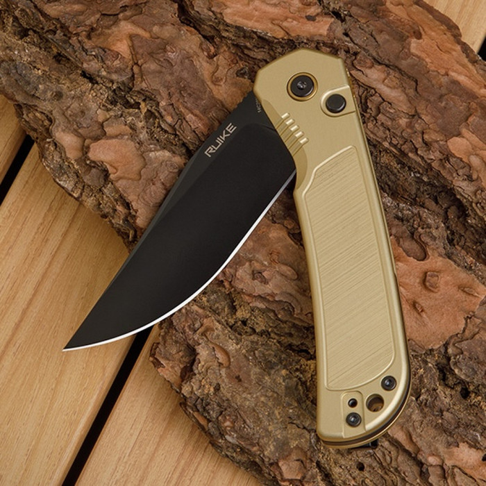 Нож складной туристический Ruike P192-AY, (9.1 см) 14C28N / алюминиевый сплав 6063, бронзовый  