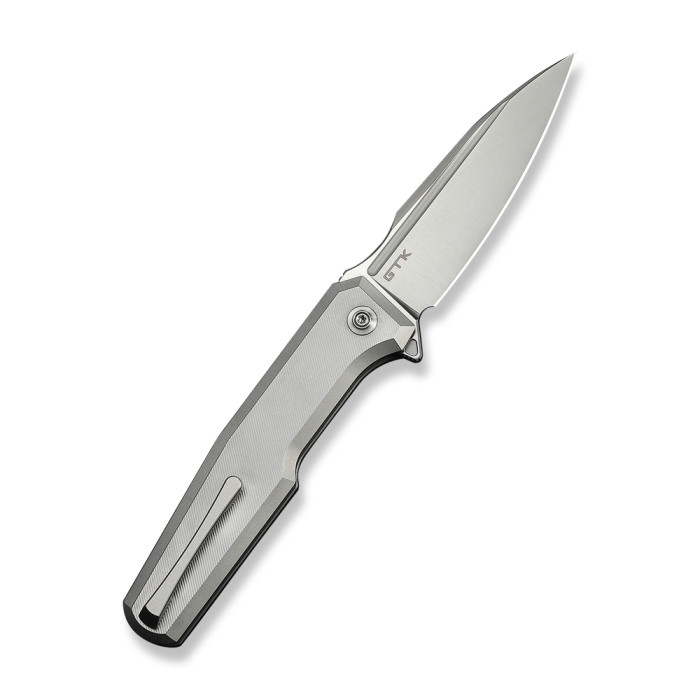 Нож складной туристический Weknife Dressytak (8.6 см) Bohler M390 / Titanium серый  