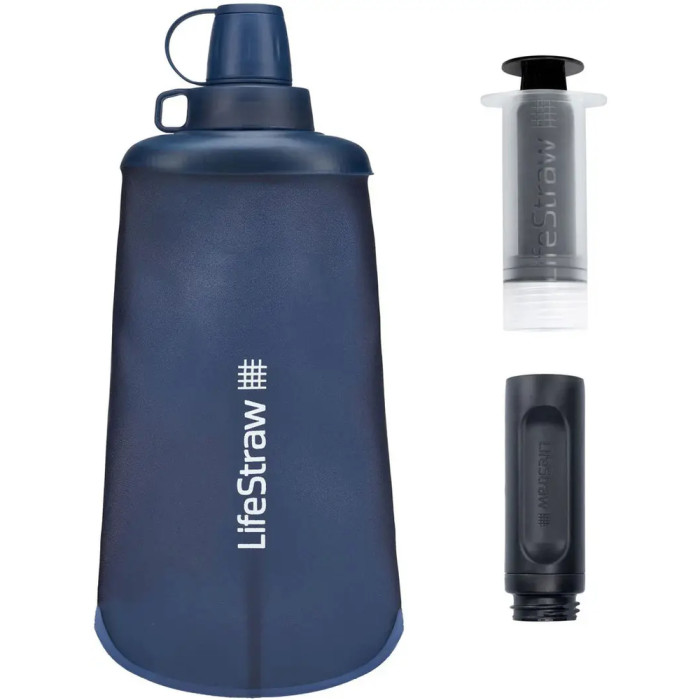Бутылка-фильтр для воды LifeStraw Peak Squeeze, 650 мл, Mountain Blue (LSW LSPSFMLMBWW)  