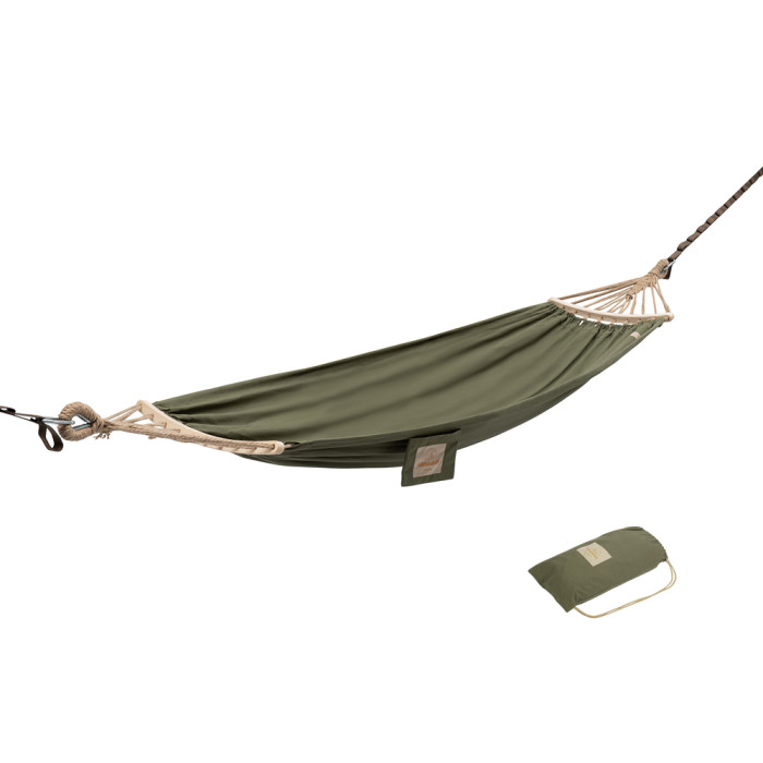 Гамак одноместный без опрокидывания Naturehike CNK2450WS018, хлопок, зеленый  