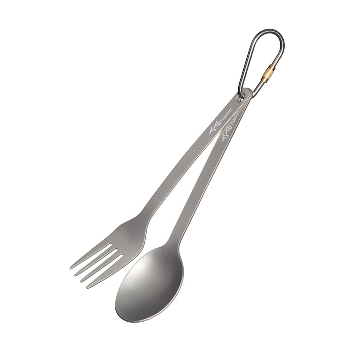Ложка+вилка с прямой ручкой тип D+Е титановая TiTo Titanium серая  