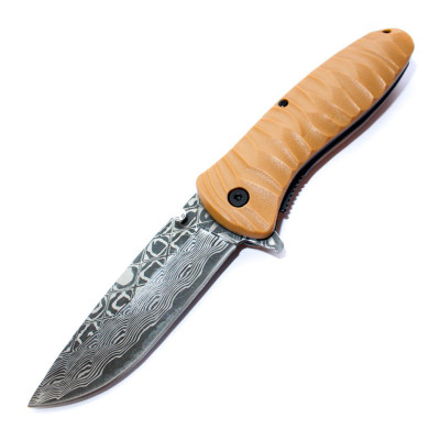 Нож Ganzo G620, клинок с травлением, желтый