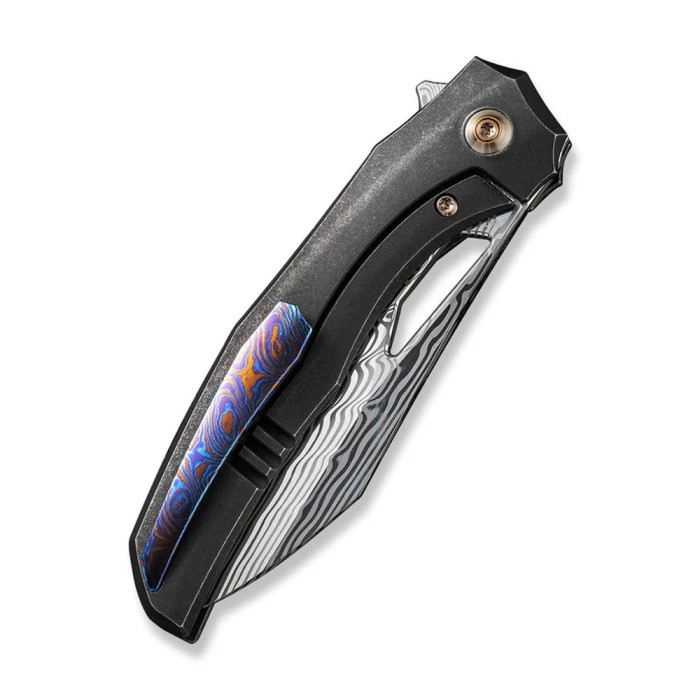 Нож складной туристический Weknife Ignio Mystery Box (8.39 см) Damasteel (Hakkapella) / 6AL4V Titanium черный  