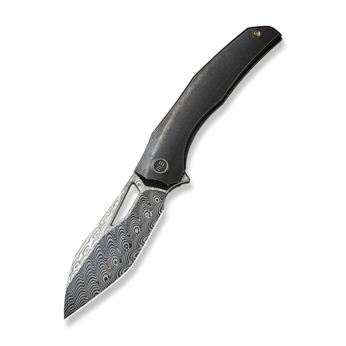 Нож складной туристический Weknife Ignio Mystery Box (8.39 см) Damasteel (Hakkapella) / 6AL4V Titanium черный  