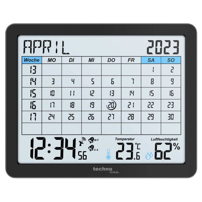 Часы-календарь настольные Technoline WT2600 Black (WT2600)  