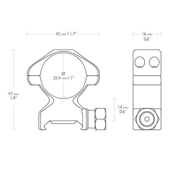Кольца Hawke Precision 1"/Weaver/High  