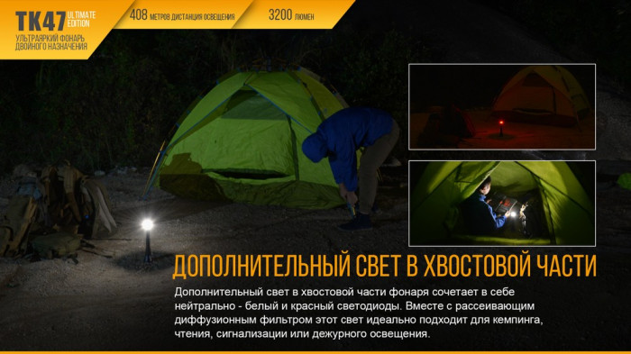 Тактический фонарь Fenix TK47UE , серый, XHP70, 3200 люмен  