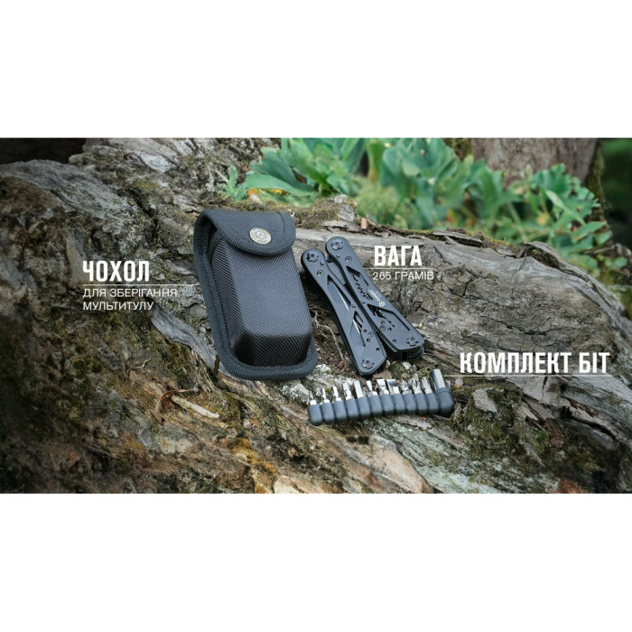 Мультитул Ganzo G202B с чехлом Molle и битами, 24 функции  
