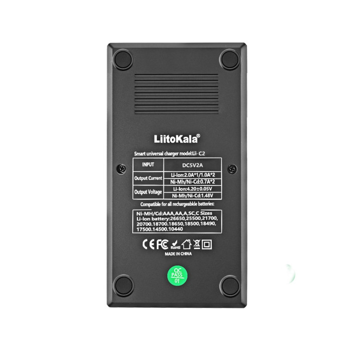 Зарядное устройство Liitokala Lii-C2, Ni-Mh/Li-ion/Li-Fe, Micro USB, LED  