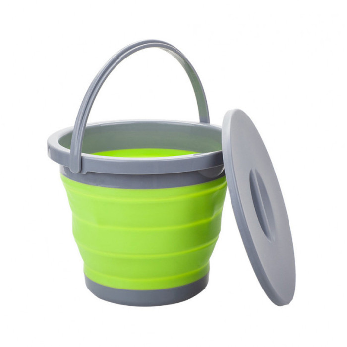 Ведро складное с крышкой Summit Pop Bucket With Lid Lime/Grey 5 л 