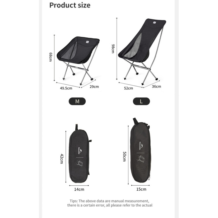 Стул складной ультралегкий Naturehike Stellaluna L04 CNK2450JJ015, размер М, алюминий, серый  
