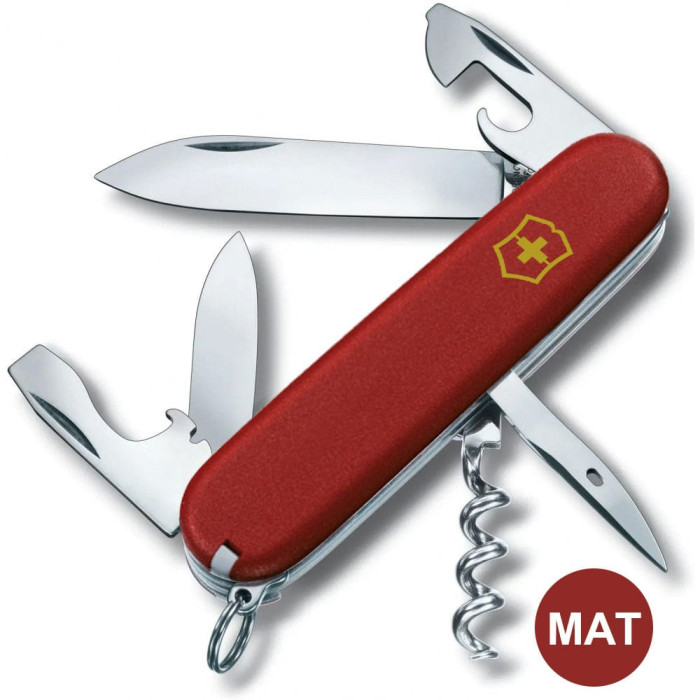 Складной нож Victorinox SPARTAN MAT красный матовый лак с желтым лого  