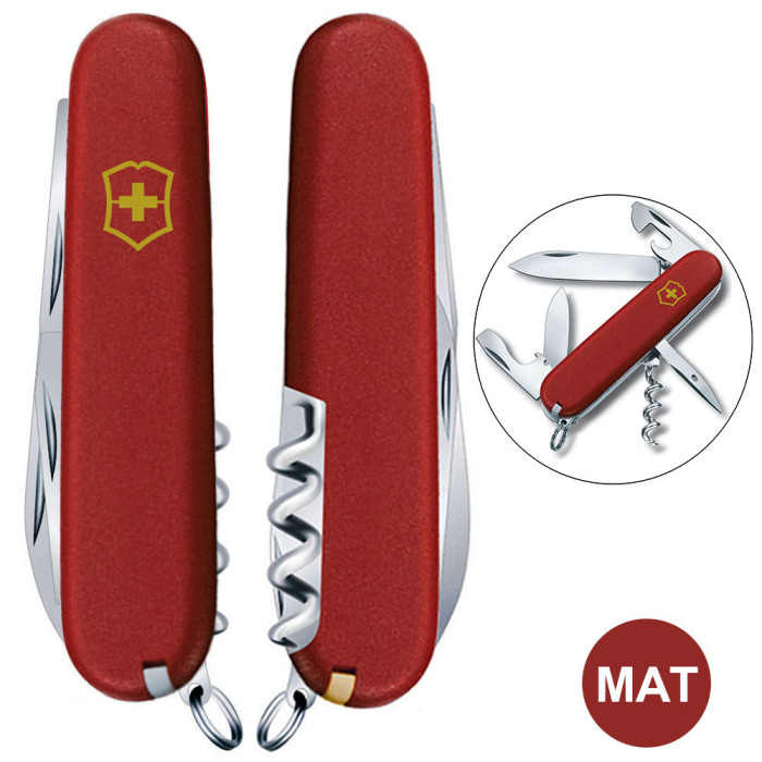 Складной нож Victorinox SPARTAN MAT красный матовый лак с желтым лого  