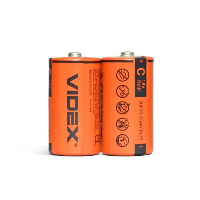 Батарейки солевые Videx R14P/C, 2шт упак