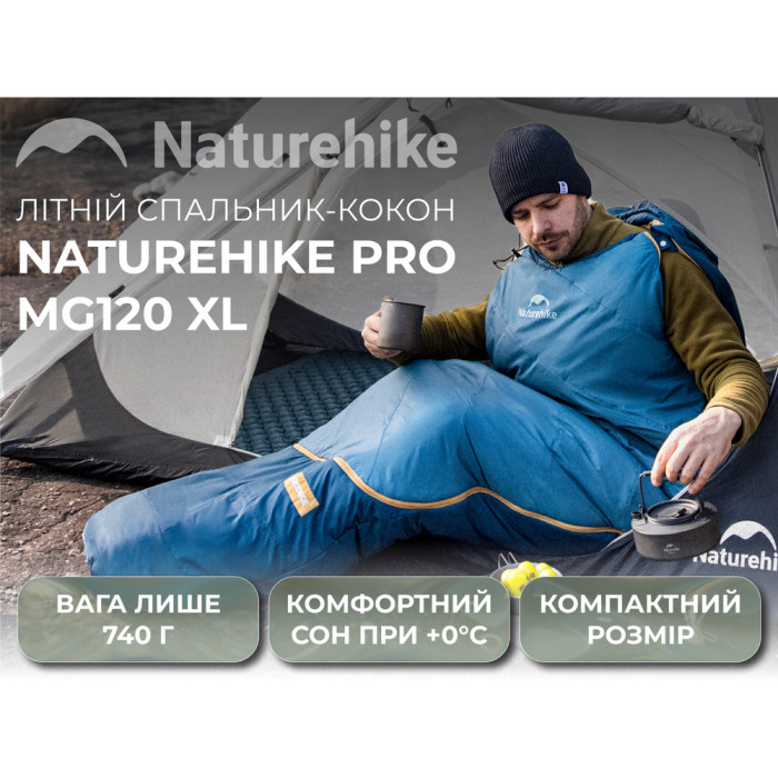 Спальник Naturehike Pro MG120 CNK2550WS044, p-p XL, голубой  