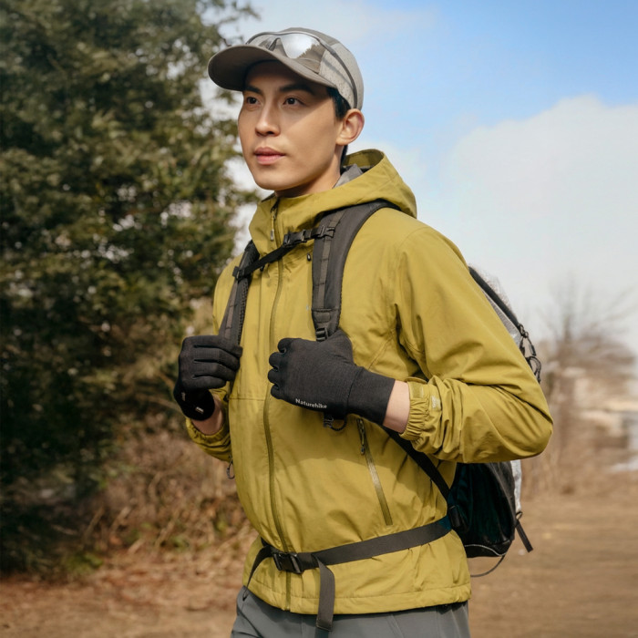 Перчатки туристические шерстяные Naturehike CYY2610FS010, XL, черные  