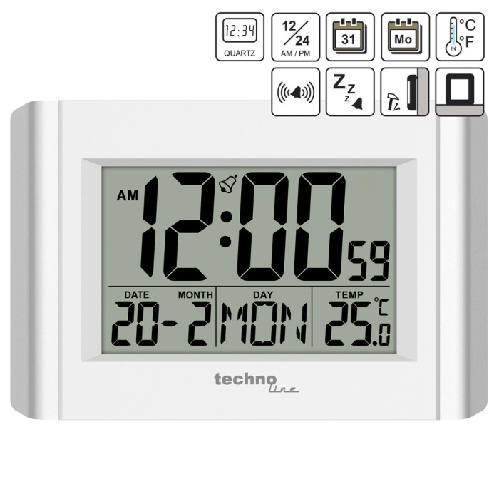 Часы настольные Technoline WS8002 White (WS8002)  