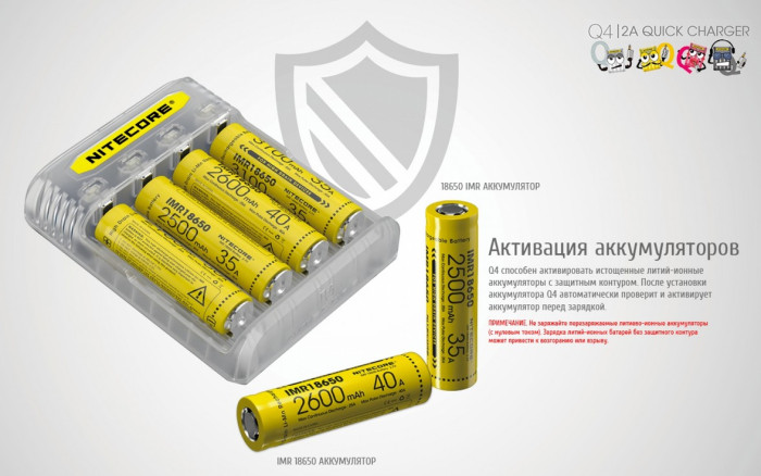 Зарядное устройство Nitecore Q4 прозрачное  